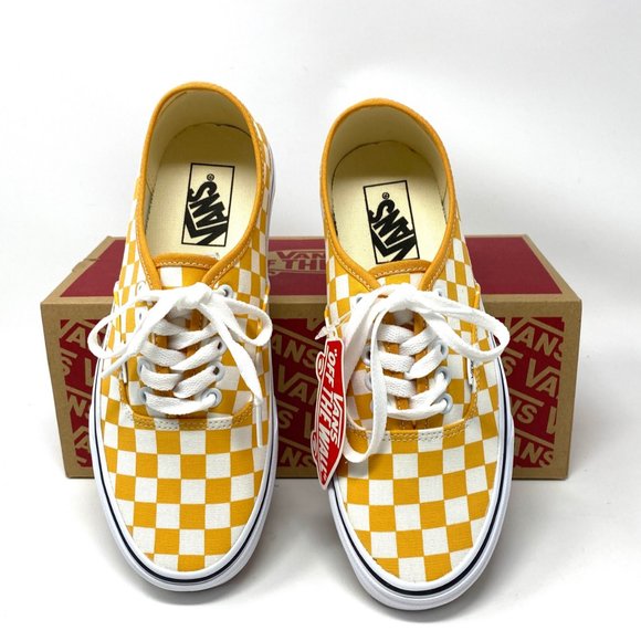 🌸Sale🌸 Vans Authentic Women's Checkerboard Yellow Low Top Lace Up VN0A348A3XV - Picture 3 of 11